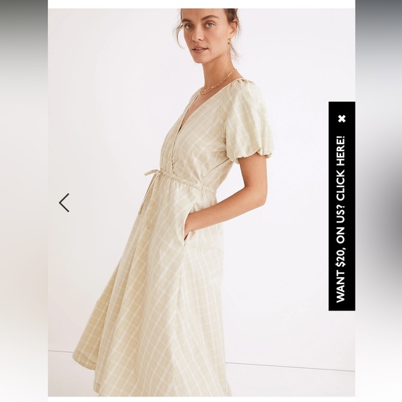 Madewell Plaid Tied Waist MIDI Dress - Picture 2 of 7